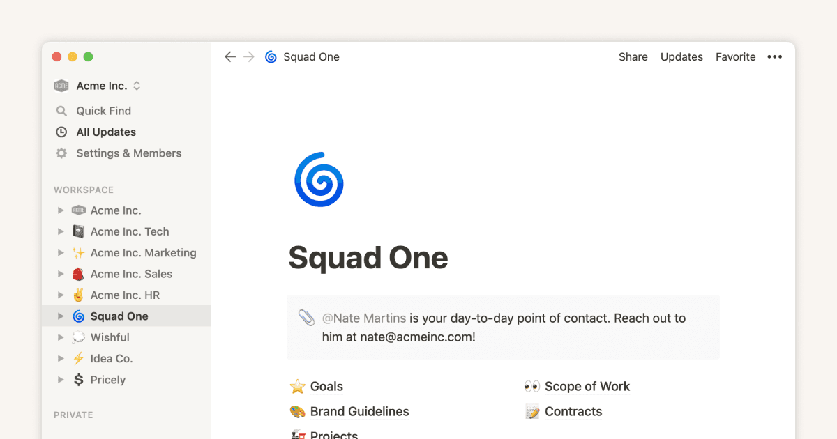Notion for creative agencies: managing internal and client work